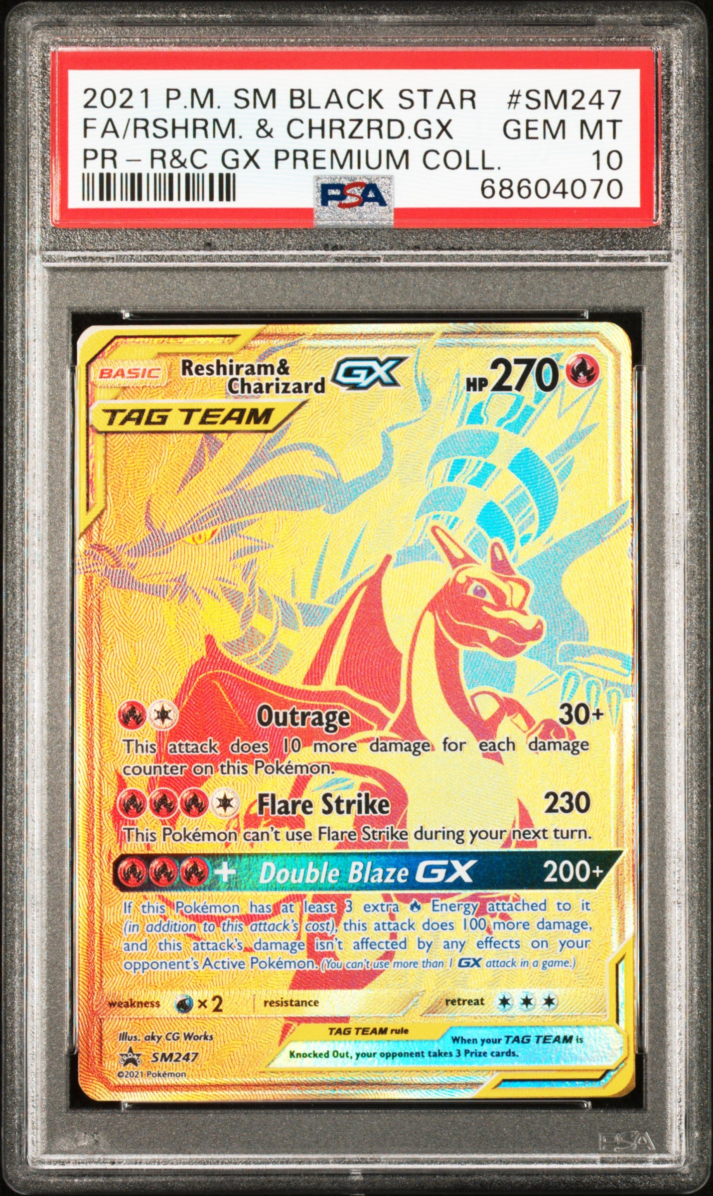 Reshiram & Charizard GX #SM247 - PSA 10