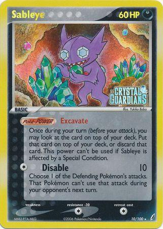 Sableye [Reverse Holo] (Stamped) 10/100 - Crystal Guardians (LP)