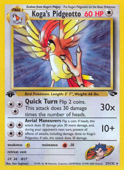 Koga's Pidgeotto [1st Edition] 27/132 - Gym Challenge (MP)