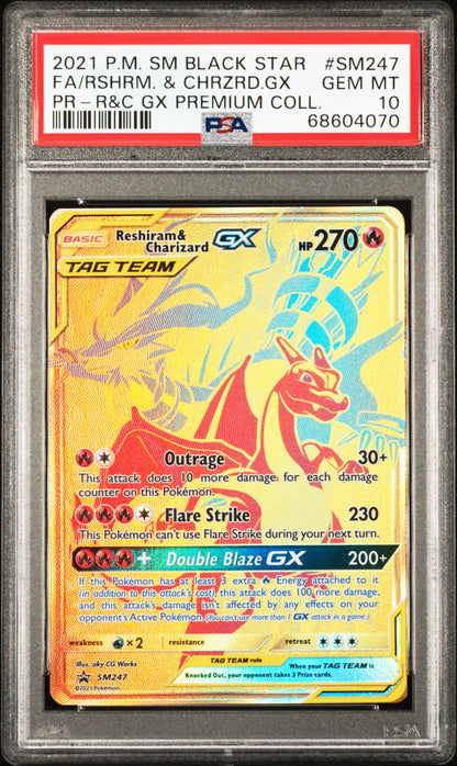 Reshiram & Charizard GX #SM247 - PSA 10